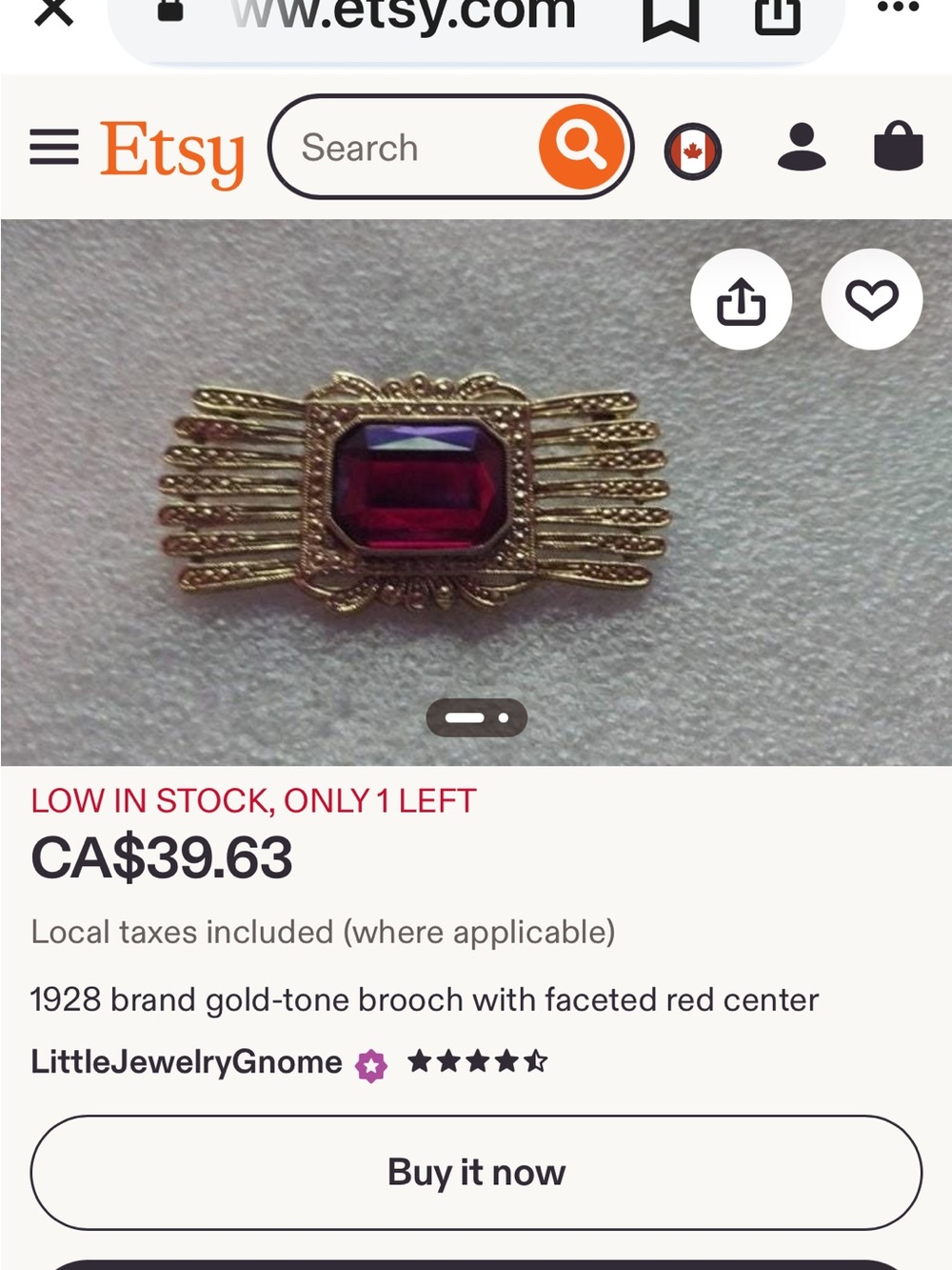 1928 silver tone brooch - Picture 5 of 5